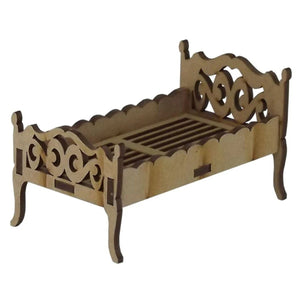 Cama de Solteiro Arabescos Miniatura 10x5,5cm em MDF