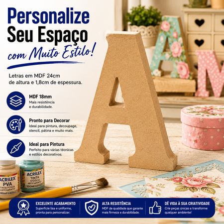 Letras em MDF 24cm de Altura e 1,8cm de Espessura