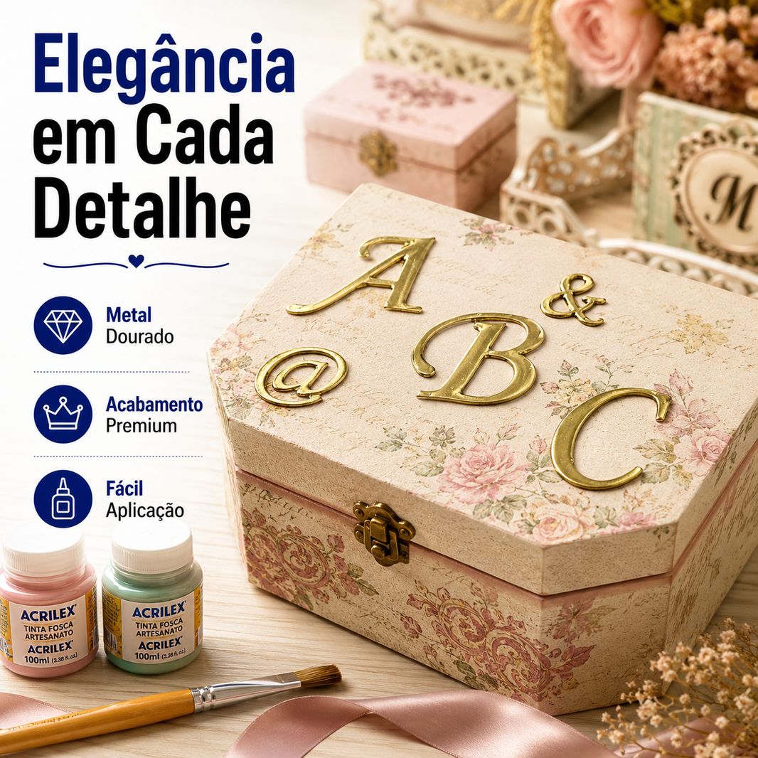 Letras em Metal Dourado 2cm de altura