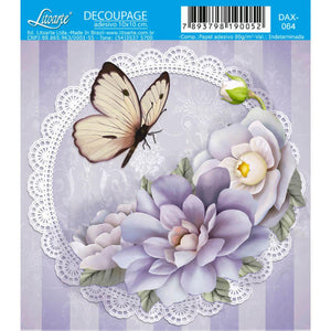 Papel Decoupage Adesiva Litoarte DAX-064 Flores Lilás 10x10cm