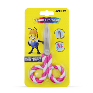 Tesoura Escolar Pirulito Acrilex 13,5cm Rosa