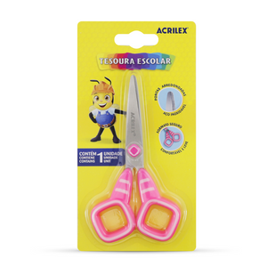 Tesoura Escolar Quadrado Acrilex 13,5cm Rosa