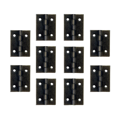 Dobradiça Zincada em Metal Ouro Velho 2,5x2cm Kit com 10 peças