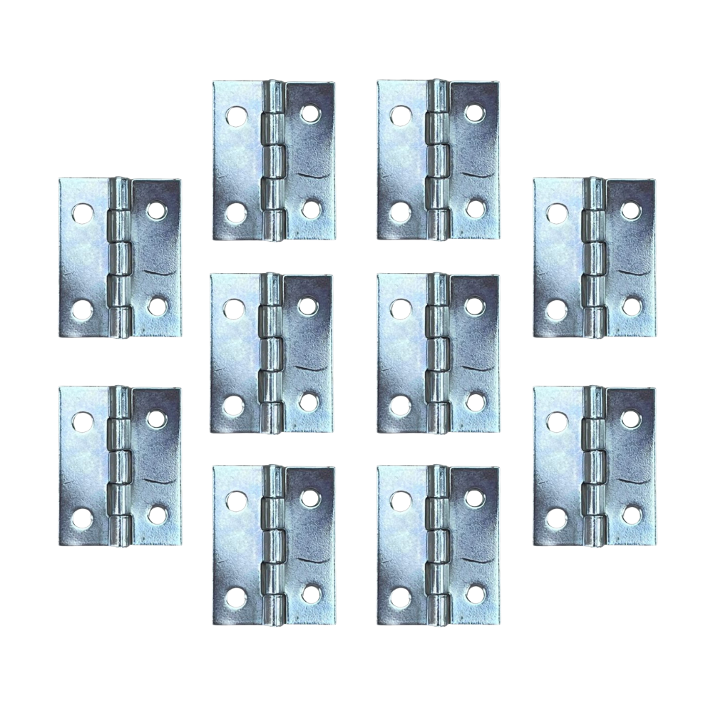 Dobradiça Zincada em Metal Prata 2,5x2cm Kit com 10 peças