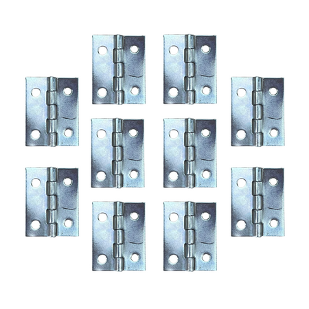 Dobradiça Zincada em Metal Prata 2,5x2cm Kit com 10 peças