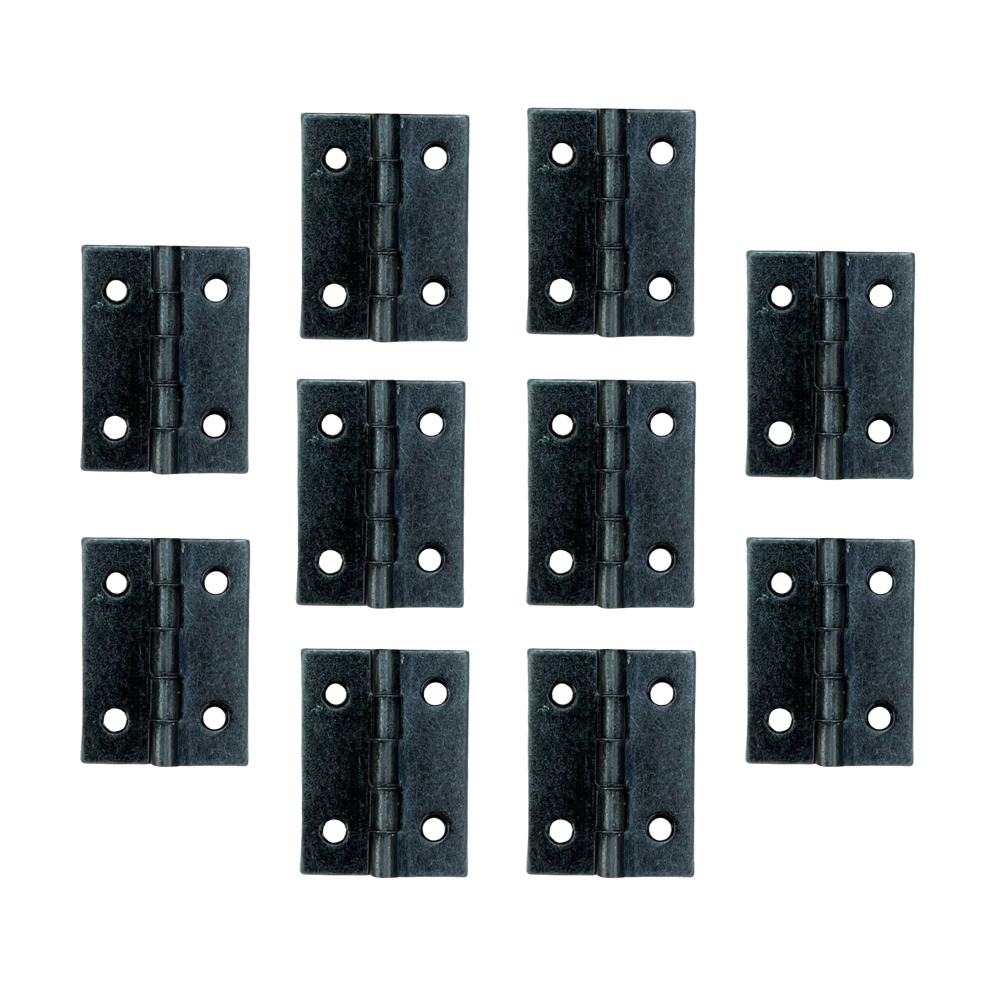 Dobradiça Zincada em Metal Prata Velha 2,5x2cm Kit com 10 peças