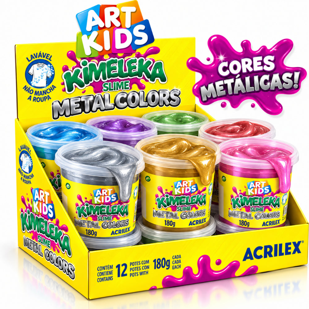 Kimeleka Slime Acrilex 180g Art Kids Metal Colors