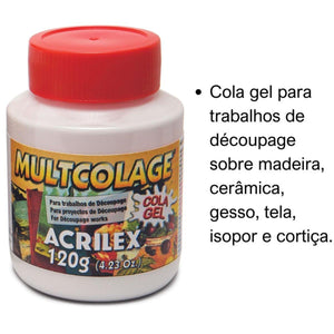 Multcolage Cola Gel Decoupage Acrilex 120g - Palácio da Arte
