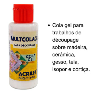 Multcolage Cola Gel Decoupage Acrilex 60g - Palácio da Arte