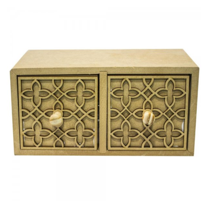 Mini Cômoda em MDF 2 Gavetas Arabesco 23,2x12,1x10,7cm