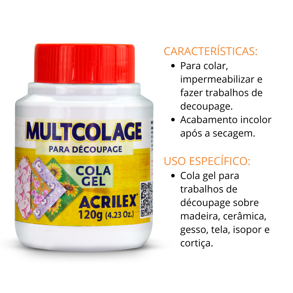 Multcolage Cola Gel Decoupage Acrilex 120g