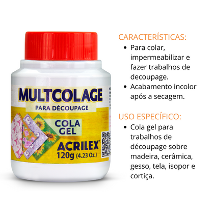 Multcolage Cola Gel Decoupage Acrilex 120g