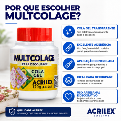 Multcolage Cola Gel Decoupage Acrilex 120g Transparente