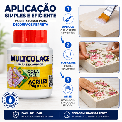 Multcolage Cola Gel Decoupage Acrilex 120g Transparente