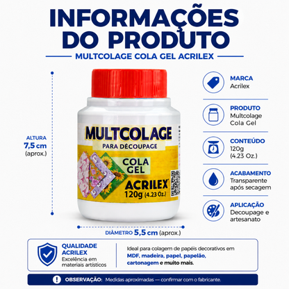 Multcolage Cola Gel Decoupage Acrilex 120g Transparente
