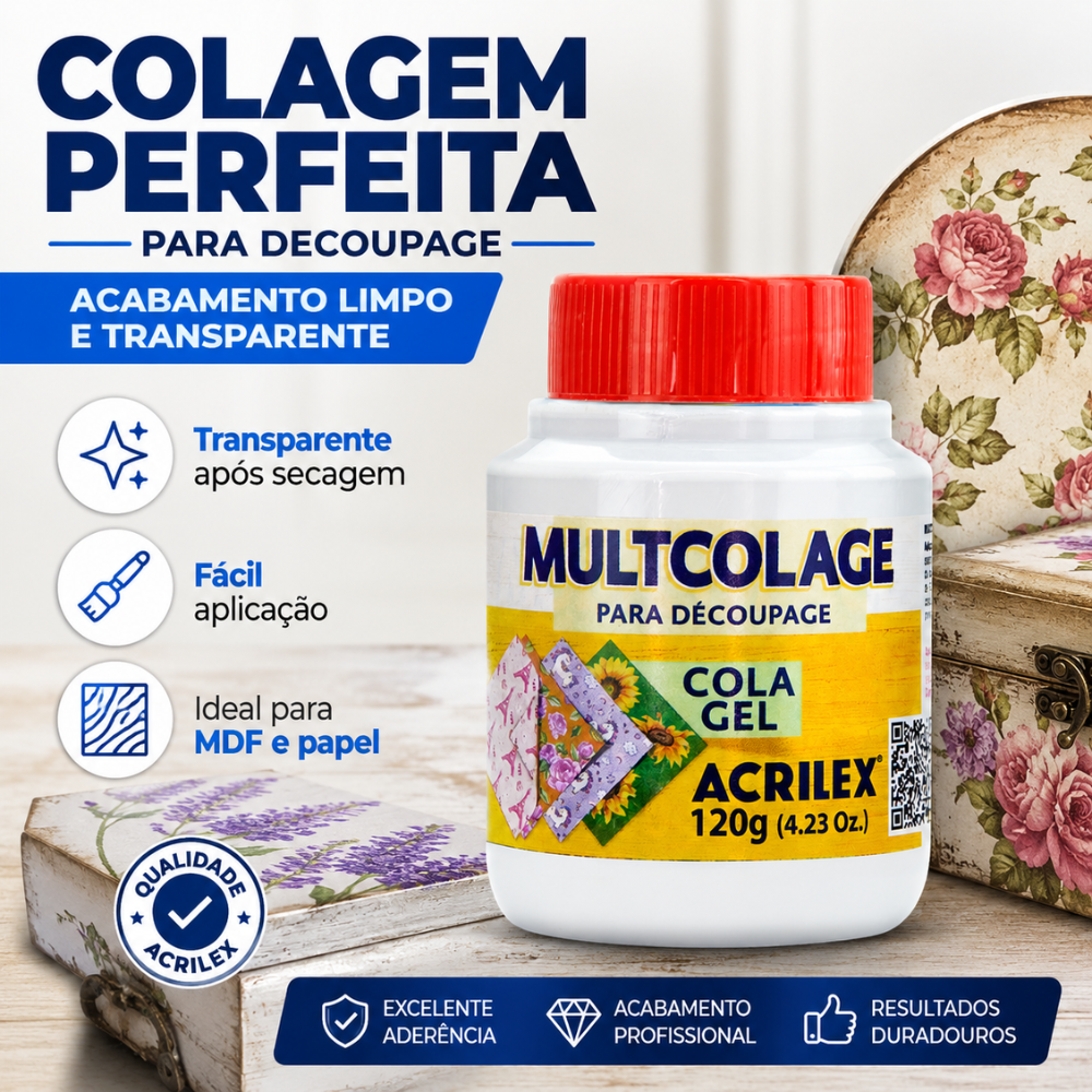 Multcolage Cola Gel Decoupage Acrilex 120g Transparente