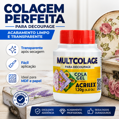 Multcolage Cola Gel Decoupage Acrilex 120g Transparente