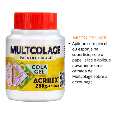 Multcolage Cola Gel Decoupage Acrilex 250g Transparente