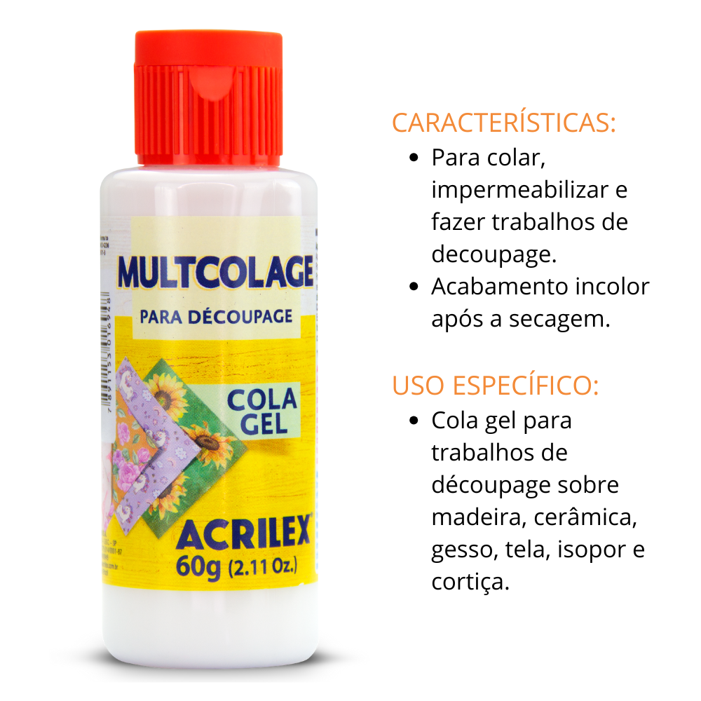 Multcolage Cola Gel Decoupage Acrilex 60g