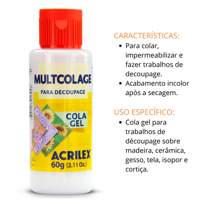 Multcolage Cola Gel Decoupage Acrilex 60g