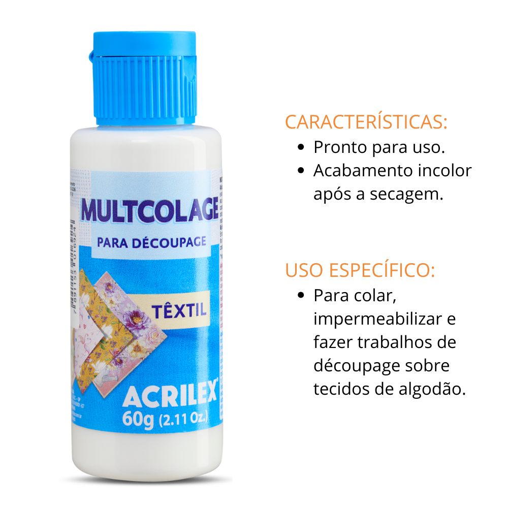 Multcolage Cola Gel Têxtil Acrilex 60g