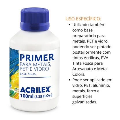 Primer Acrilex Branco para Metais Pet e Vidro 100ml