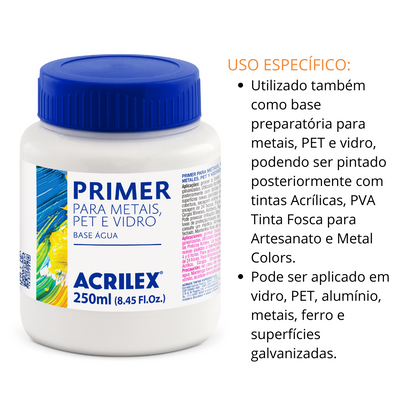 Primer Acrilex Branco para Metais Pet e Vidro 250ml