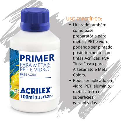 Primer Acrilex Cinza para Metais Pet e Vidro 100ml