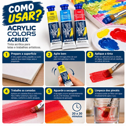 Tinta Acrylic Colors Acrilex 20ml Tinta Acrílica para Telas