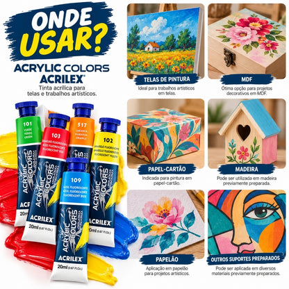 Tinta Acrylic Colors Acrilex 20ml Tinta Acrílica para Telas