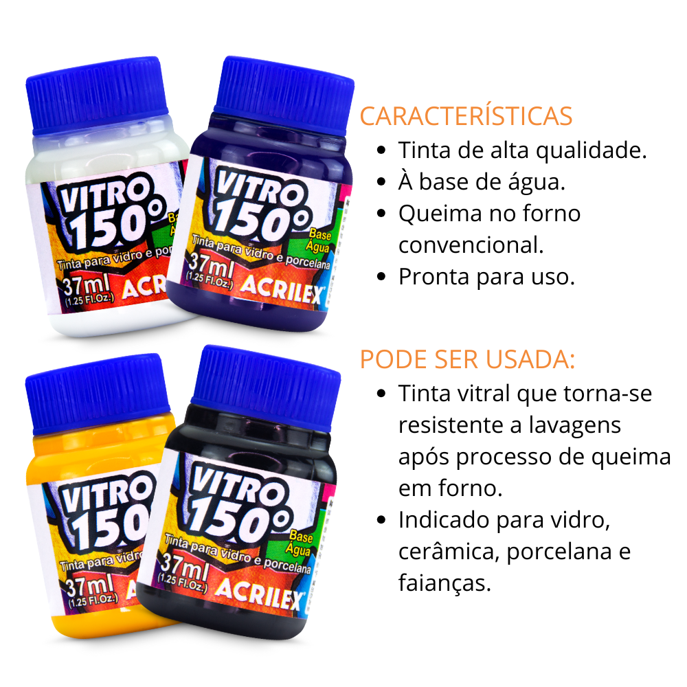 Tinta Vitro 150 Acrilex 37ml Vidro e Porcelana