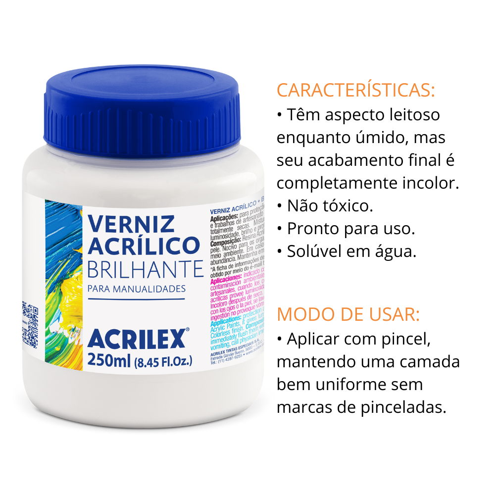 Verniz Acrílico Brilhante Acrilex 250ml