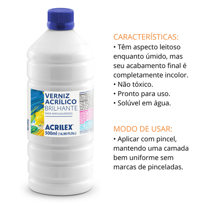 Verniz Acrílico Brilhante Acrilex 500ml