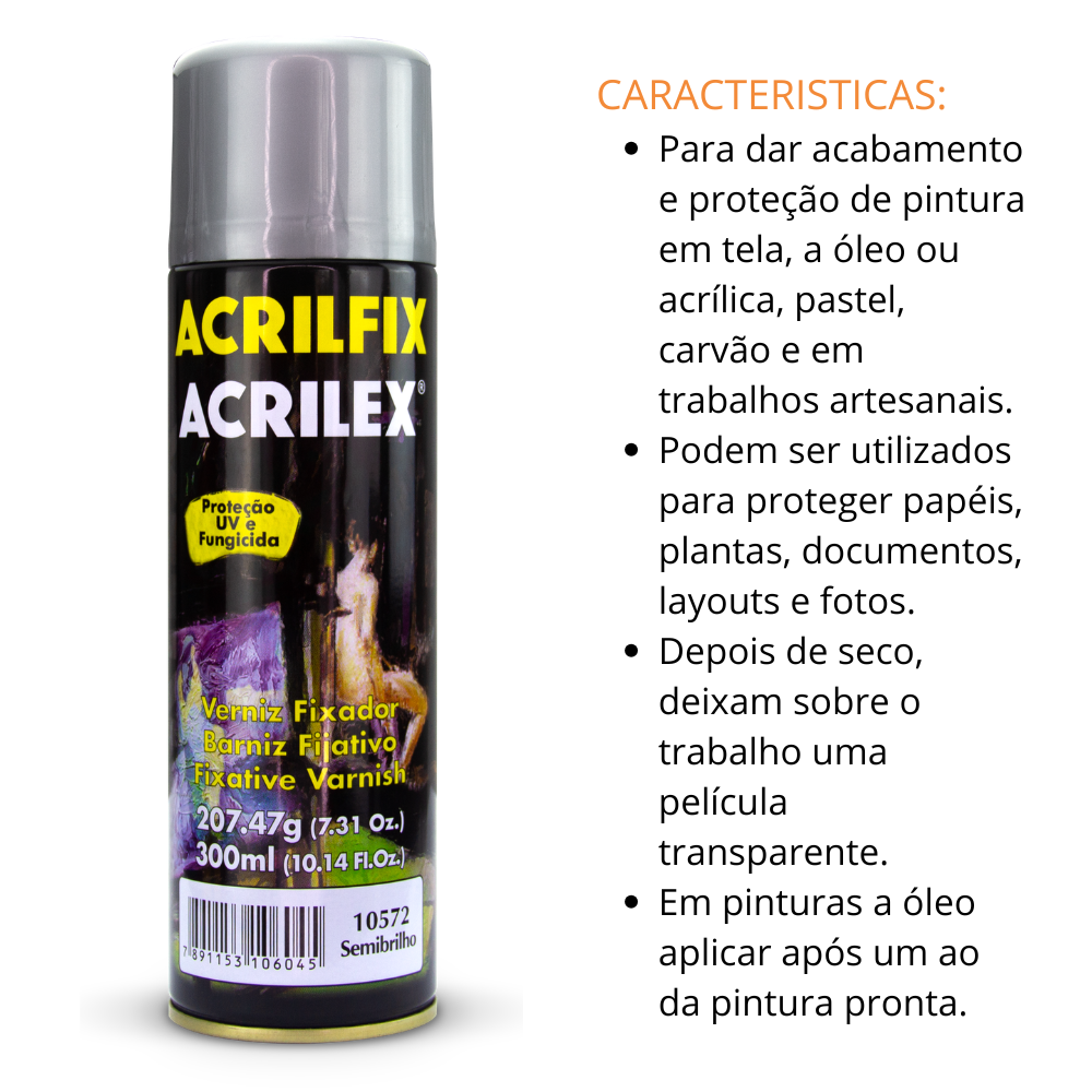 Verniz Semi-Brilho Acrilfix Spray 300ml