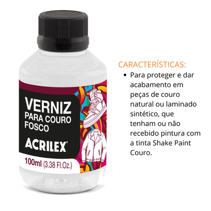 Verniz para Couro Fosco Acrilex 100ml Shake Paint