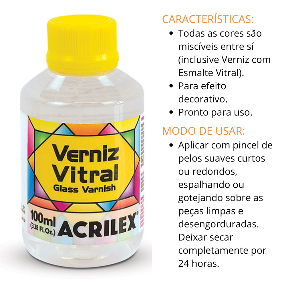 Verniz Vitral Acrilex 100ml Incolor