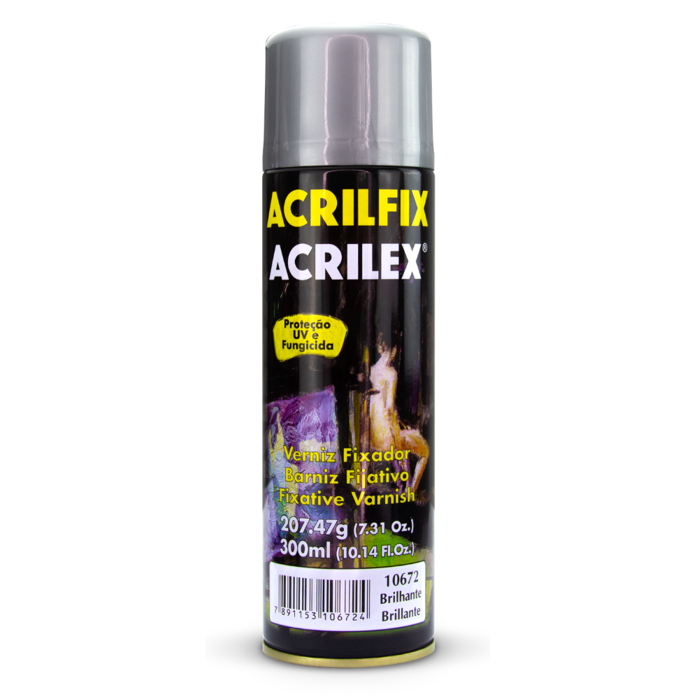 Verniz Acrilex Brilhante Acrilfix Spray 300ml Brilho e Proteção