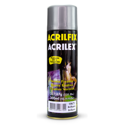 Verniz Acrilex Brilhante Acrilfix Spray 300ml Brilho e Proteção