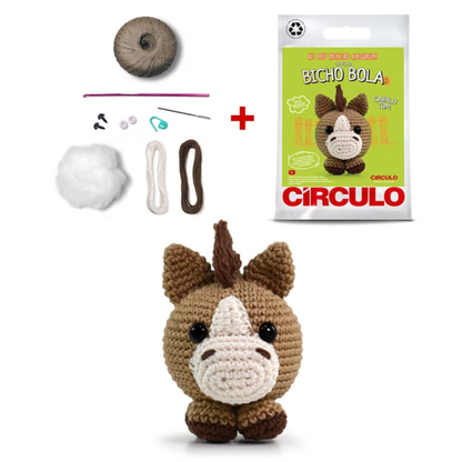 Kit Meu Primeiro Amigurumi Bicho Bola 2 Cor 01 Cavalo Tom