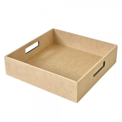 Bandeja em MDF Quadrada com Alça Reta Clean 22x22x6,5cm