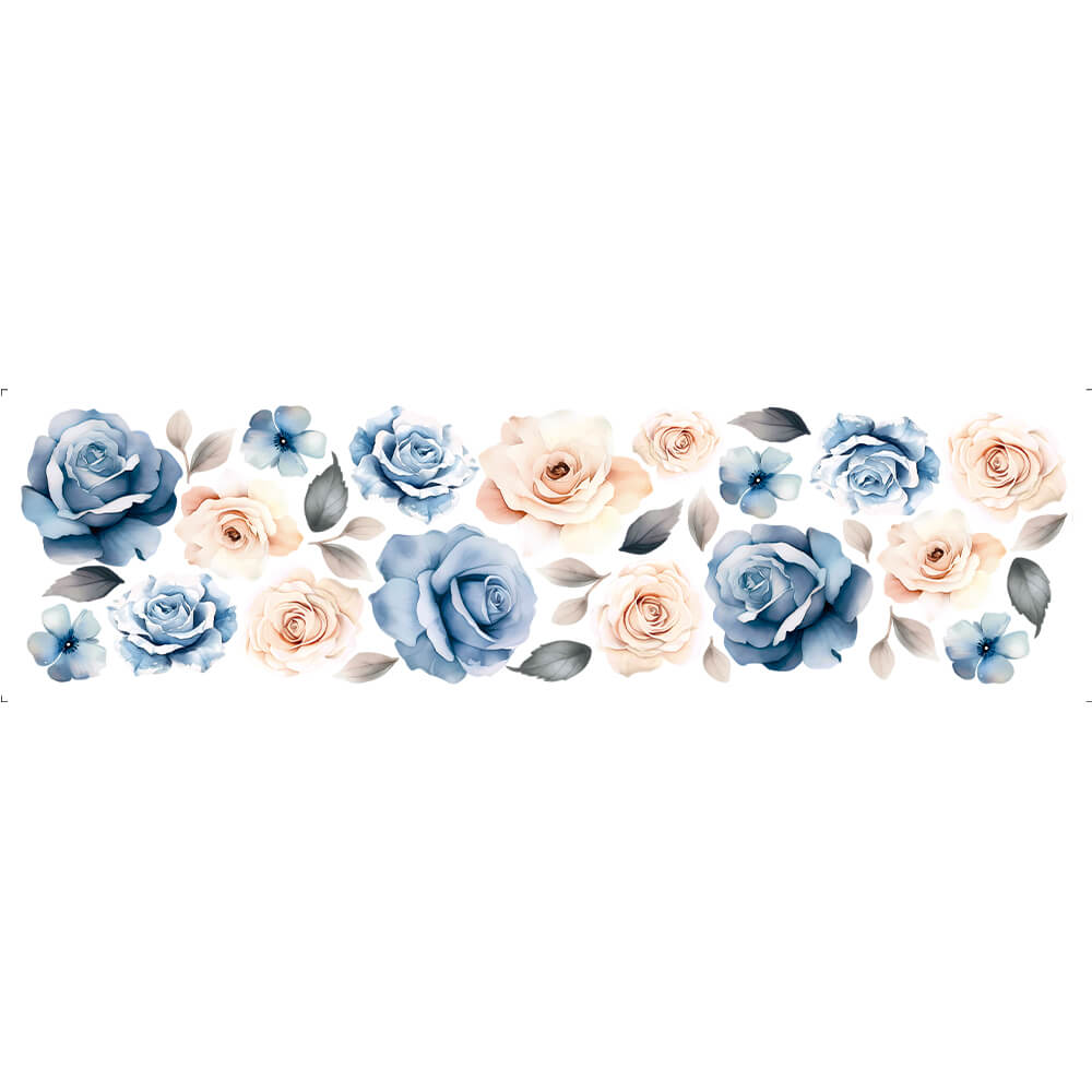 Transfer Têxtil Litoarte 24x7 TTB4L-014 Lili Negrão Rosas Azul e Bege