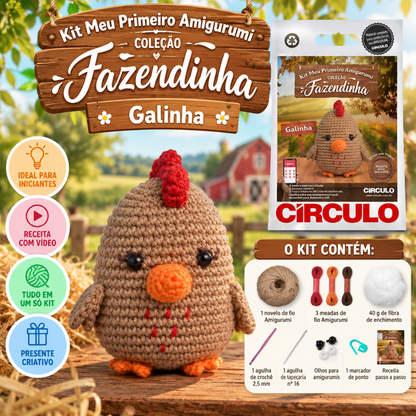 Kit Amigurumi Fazendinha Círculo Cor 02 Galinha