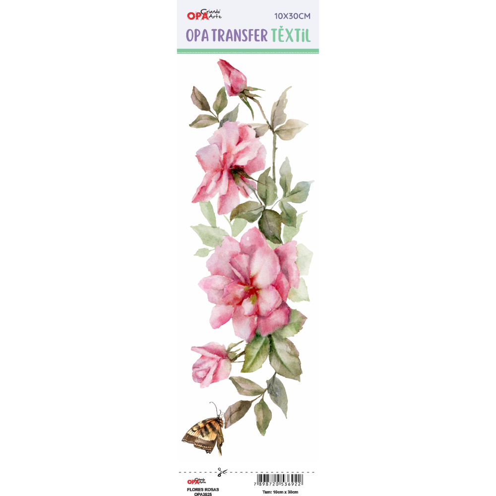 Transfer Têxtil 10x30cm  Opa 3825 Flores Rosas