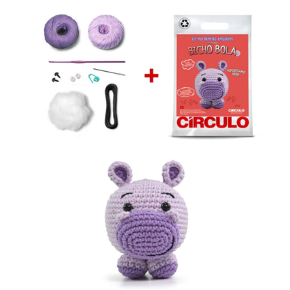 Kit Meu Primeiro Amigurumi Bicho Bola 2 Cor 04 Hipopotamo Nina