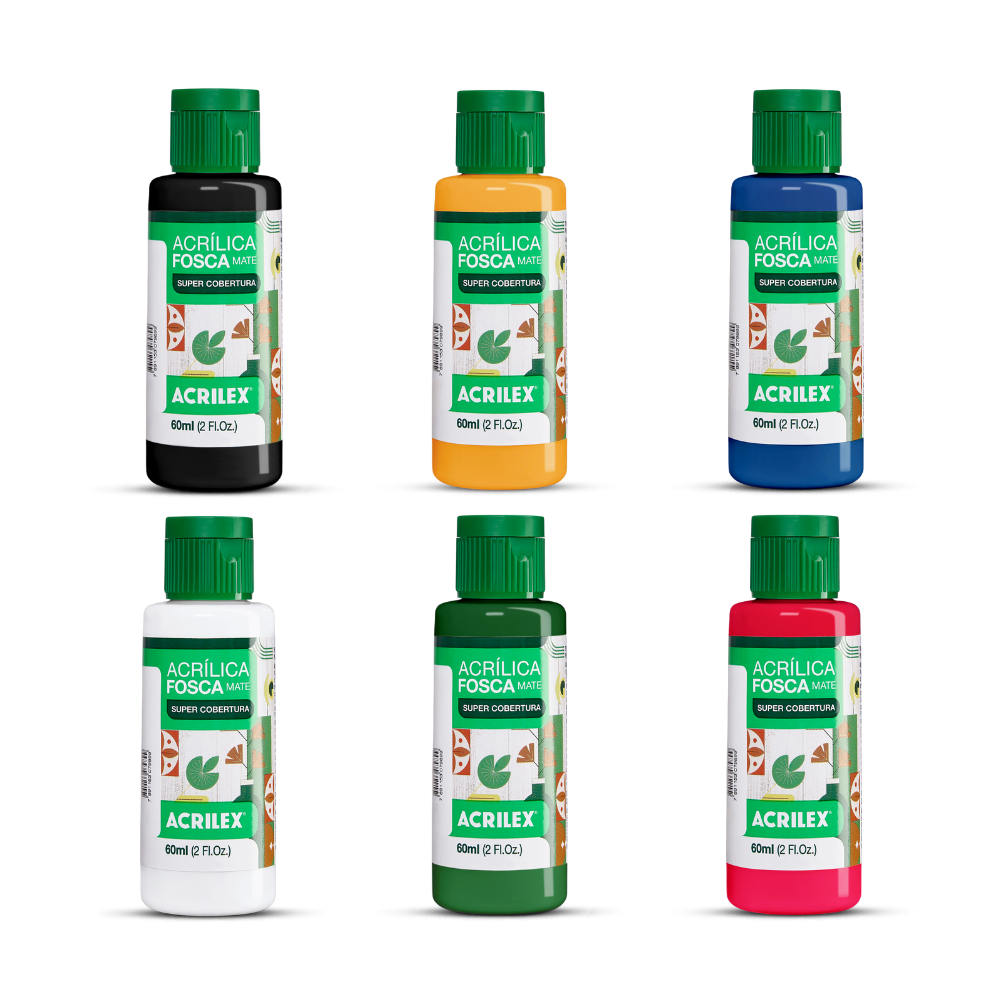 Kit 6 Tintas Acrílica Fosca Acrilex 60ml Nature Colors