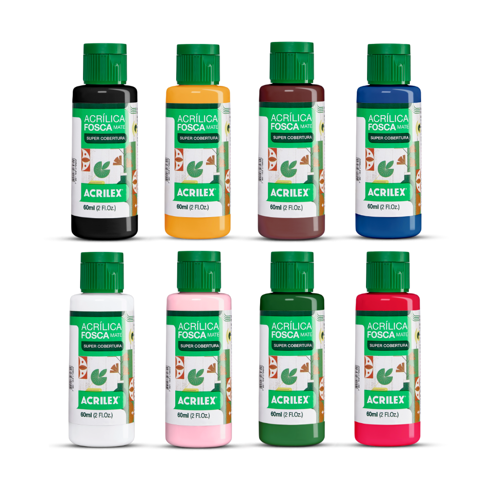 Kit 8 Tintas Acrílica Fosca Acrilex 60ml Nature Colors