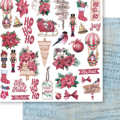 Papel Scrapbook Litoarte SDN-188 Jardim de Natal 30,5x30,5cm