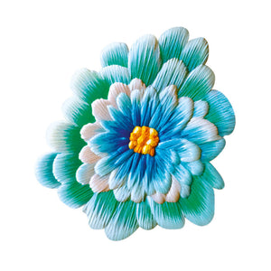 Aplique Litoarte APM8-1432 8cm Margarida Azul e Verde Floral 3D