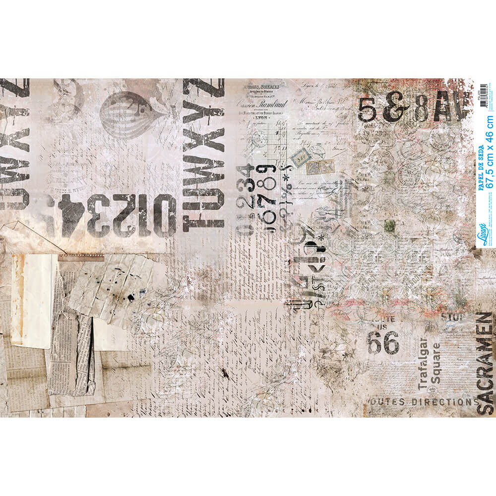 Papel Seda Litoarte PSL-070 Scrap Grundge 67,5x46cm