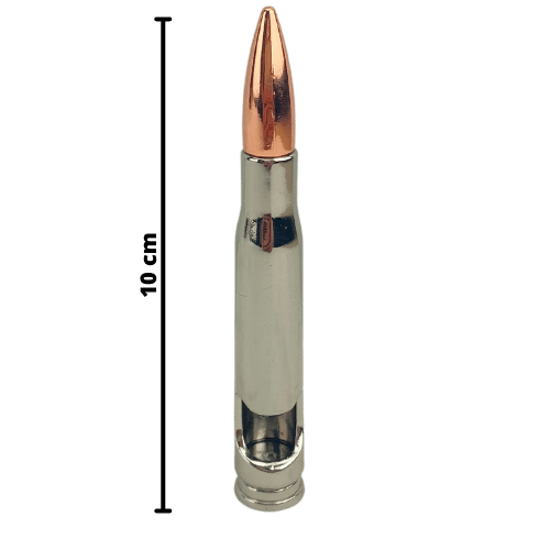 Abridor de Garrafas Bala de Fuzil Metal Niquel e Cobre 10cm - Palácio da Arte